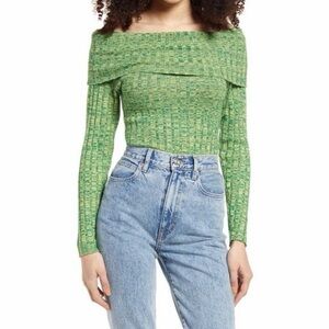 AFRM Off Shoulder Green Body Suit Sweater Size Small